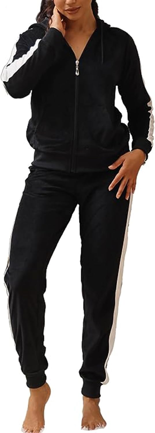 Facitisu Tracksuit for Women: Velour Jogging Set for Comfort