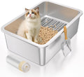 XL Stainless Steel Sifting Litter Box by Paulmele for Big Cats