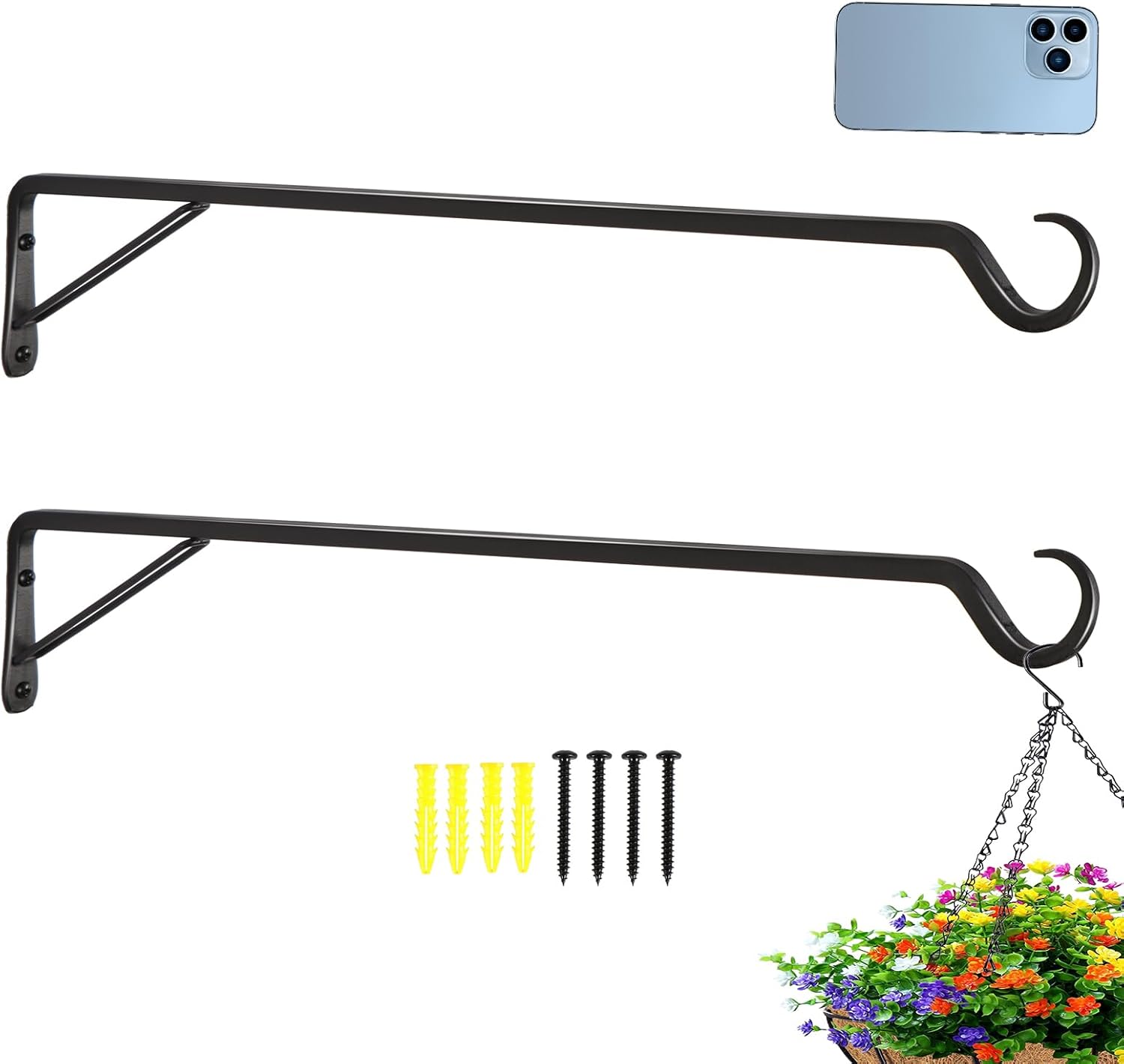 Extra Long 25 Inch Heavy-Duty Steel Plant Hangers for Decor