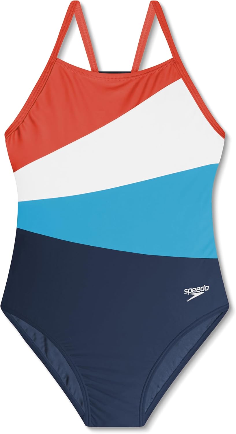 Speedo Girl's One Piece Swimsuit with Thin Straps for Comfort