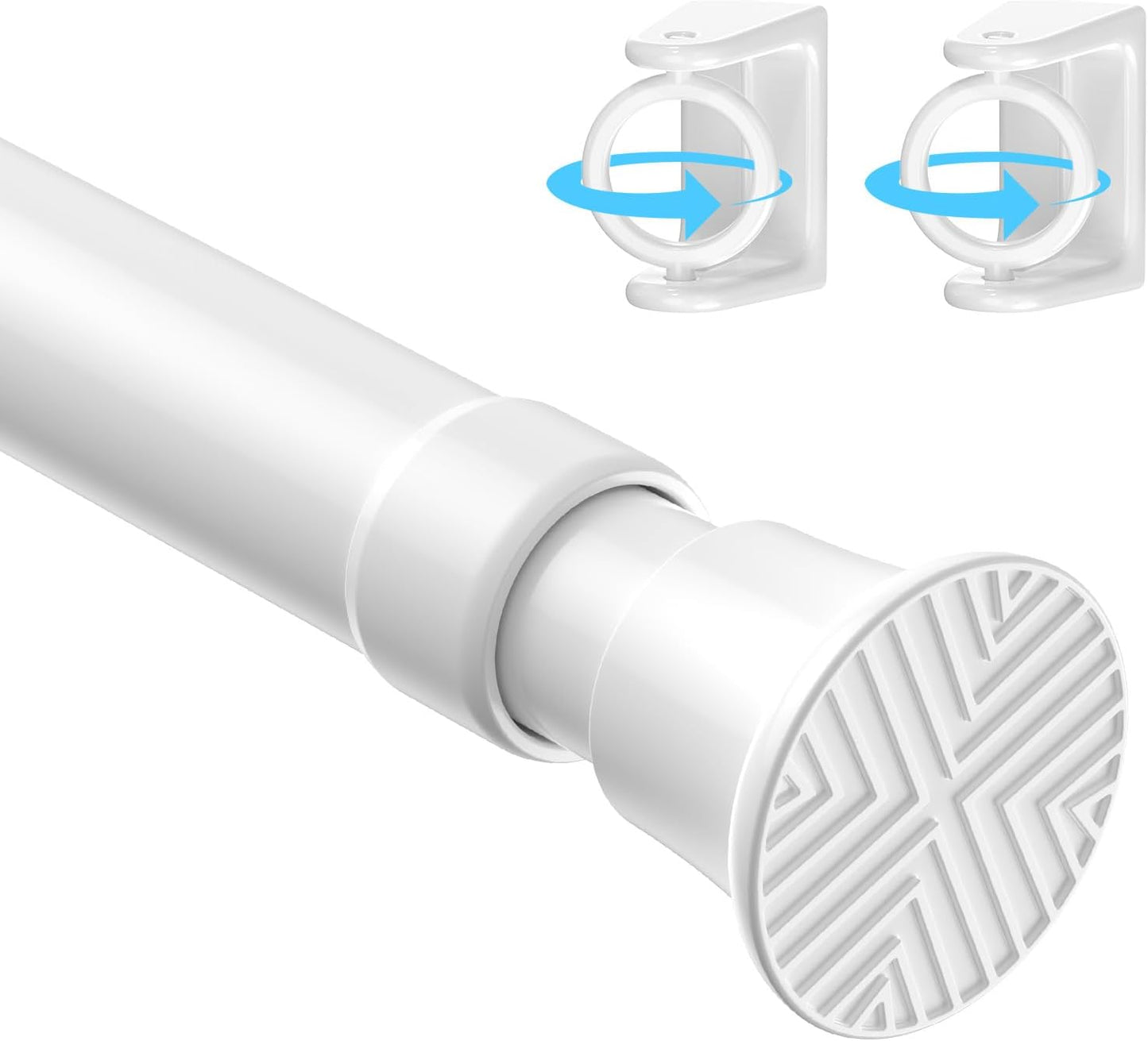Adjustable White Tension Rod 18-36 Inch | No Drilling Required | Short & Strong Spring Rod