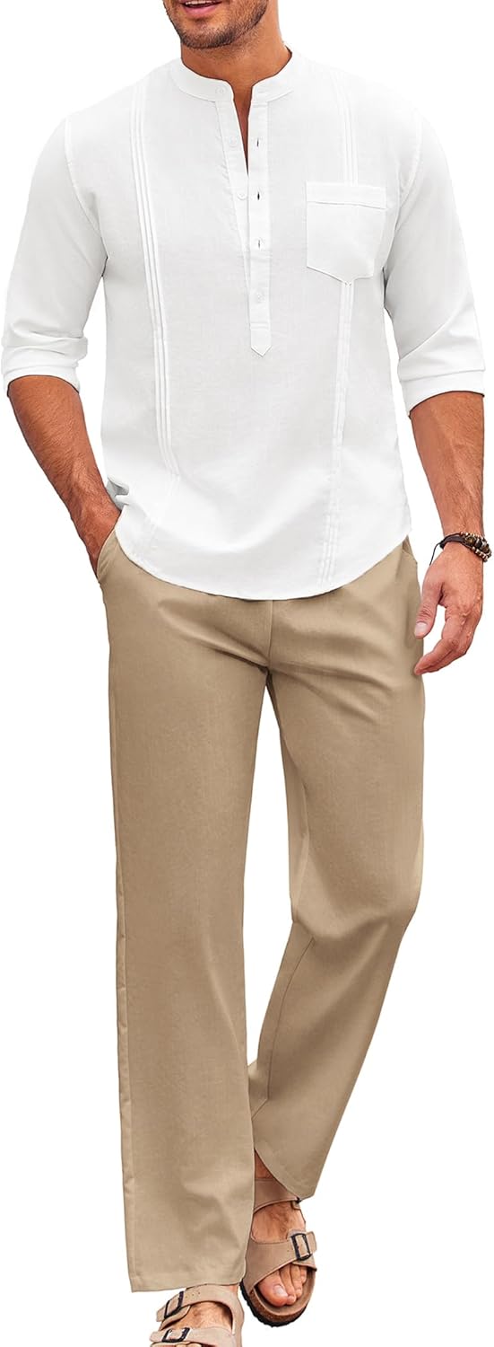 COOFANDY Men's 2 Piece Cotton Sets for Beach Vacation Style