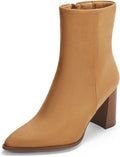 Coutgo Womens Ankle Boots Pointed Toe Chunky Heel - Comfortable 8