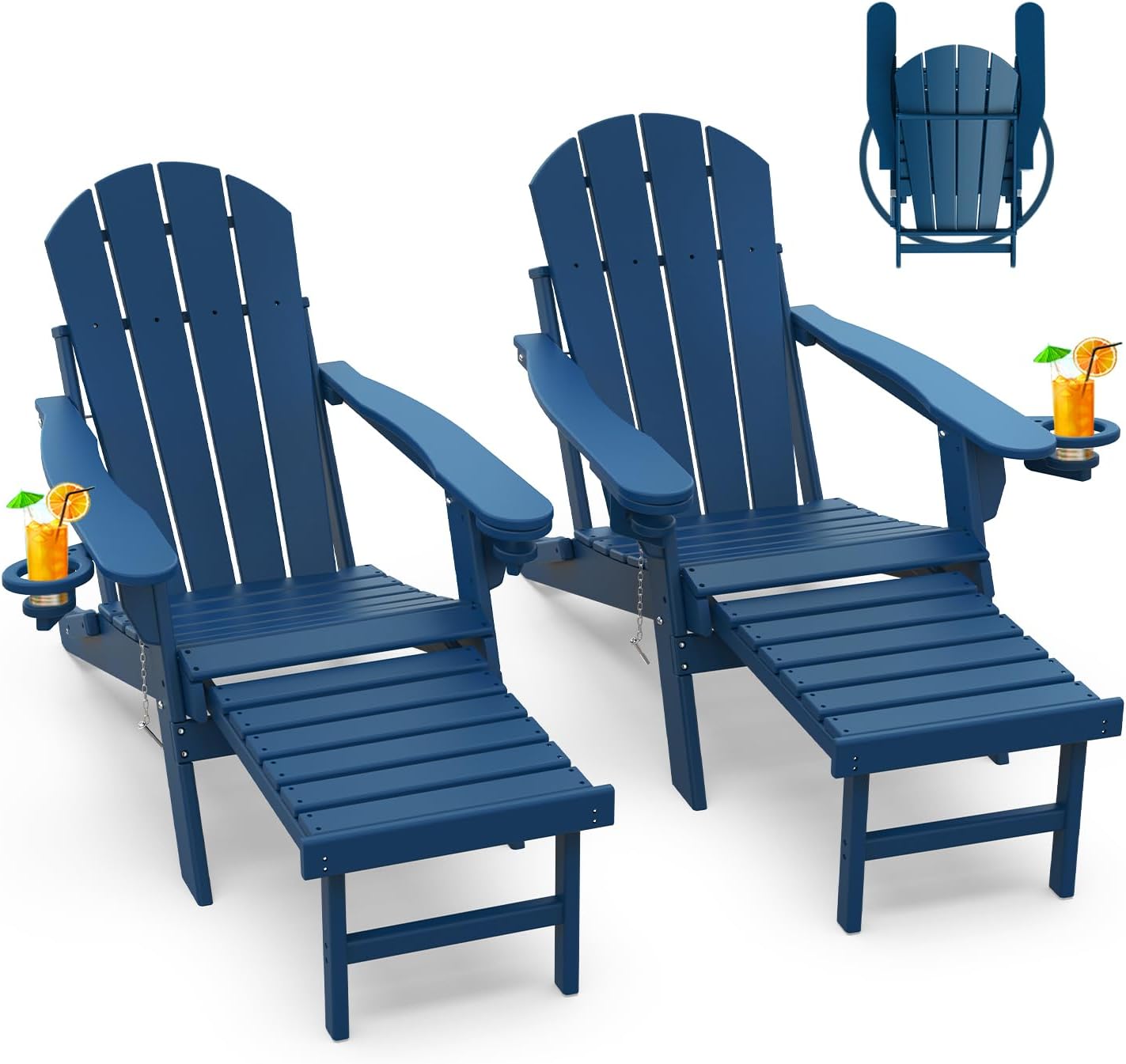 GreenVines Adirondack Chairs with Ottoman Set for Outdoor Relaxation