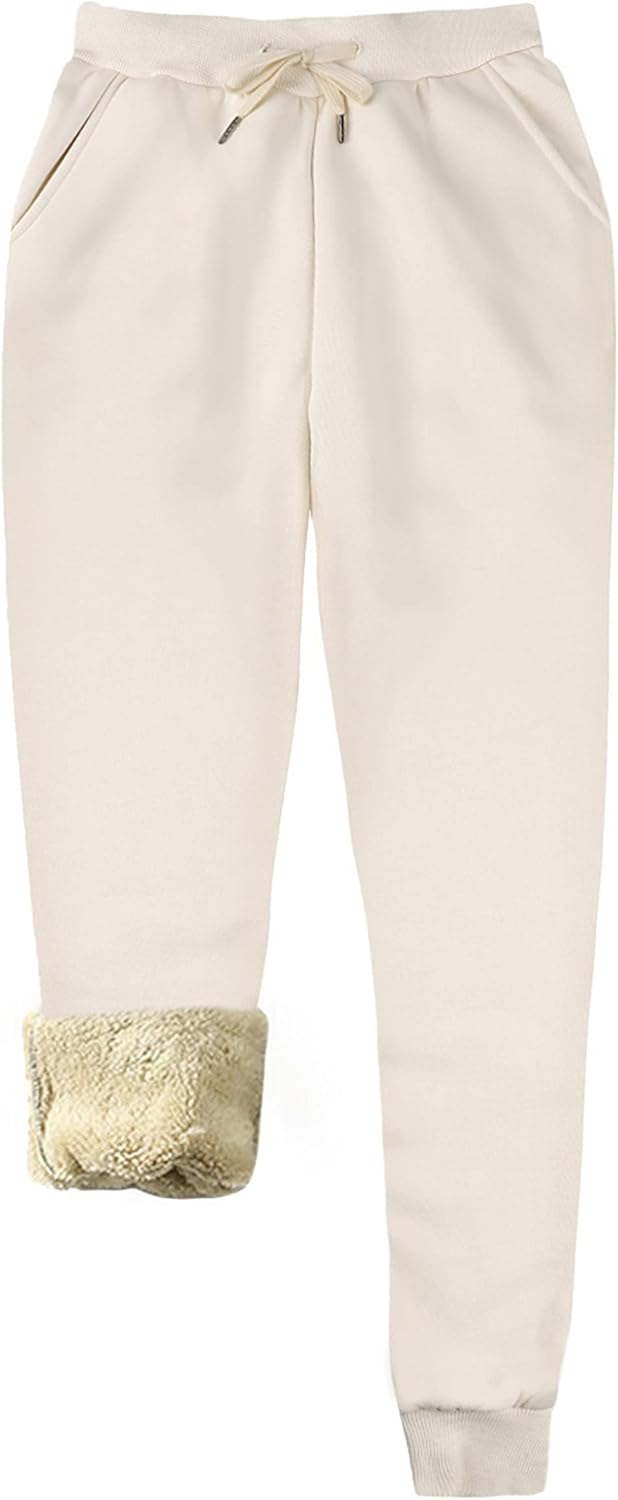 Yeokou Women's Warm Sherpa Lined Athletic Sweatpants Jogger Fleece