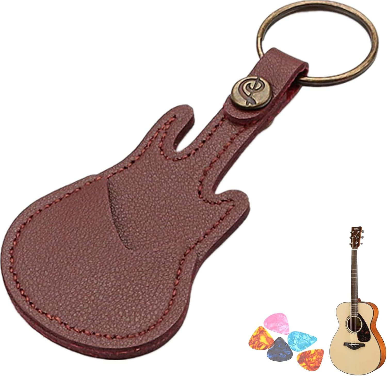 Compact Leather Guitar Picks Keychain - Secure Your Picks On-The-Go!