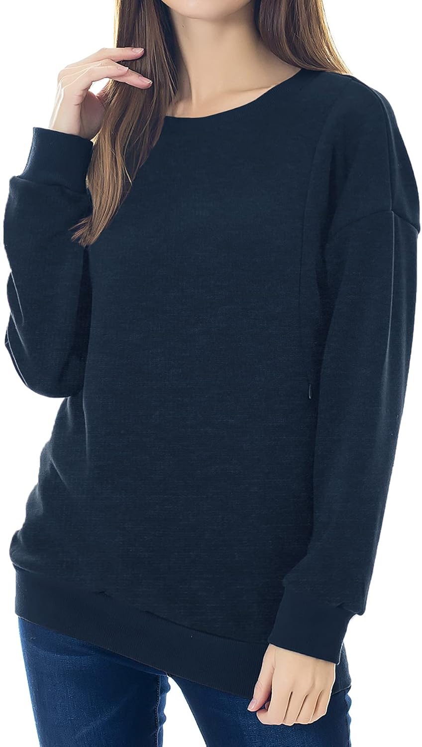 Smallshow Fleece Maternity Nursing Sweatshirt for Stylish Moms