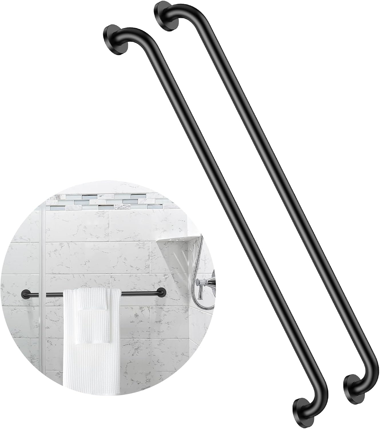 40 Inch Black Shower Grab Bars for Safety and Support