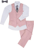 Boys Linen Suits for Kids Summer Slim Fit 3 Piece Beach (Style 625W)