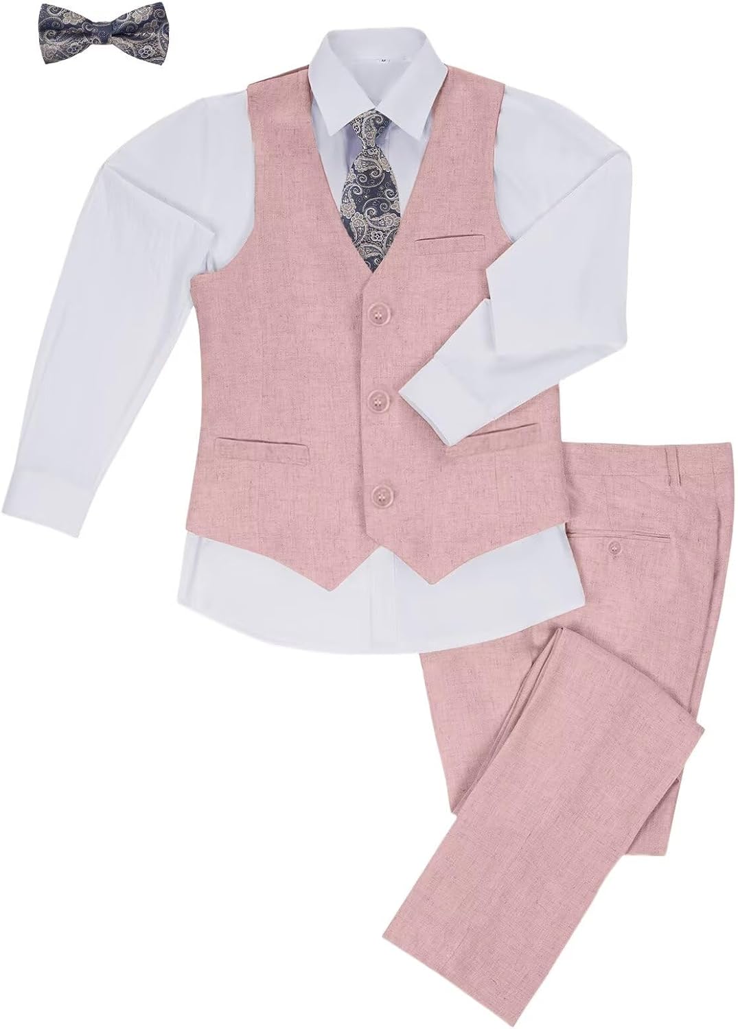 Boys Linen Suits for Kids Summer Slim Fit 3 Piece Outfit