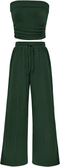 PRETTYGARDEN Womens Summer 2-Piece Ribbed Knit Set - Comfortable Pant