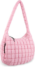 Puffy Quilted Nylon Tote Bag for Women - Lightweight Carryall