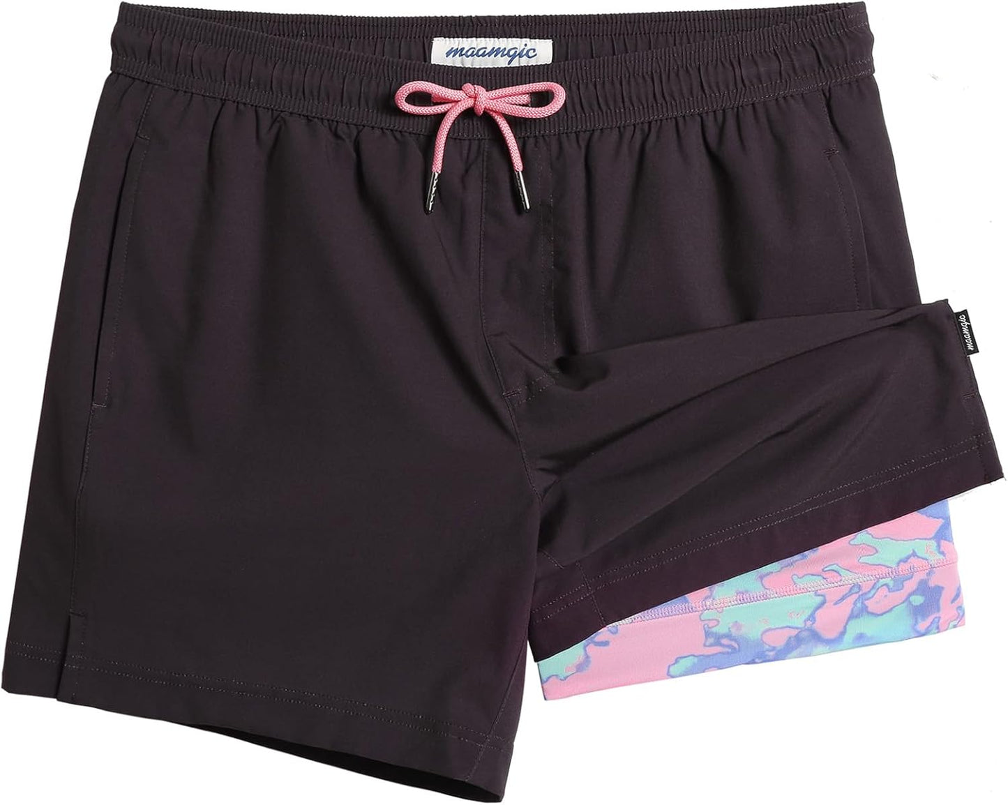 maamgic Mens 5 Inch Stretch Swimming Shorts for Beach Fun