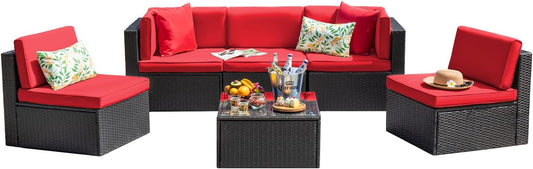Devoko Patio Furniture Sets 6 Pieces Outdoor Sectional Sofa