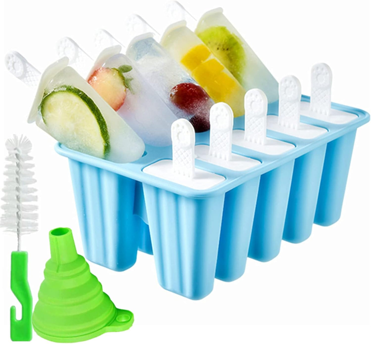10 Cavities Blue Popsicle Molds - Easy Release, Reusable