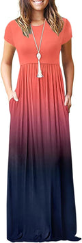 Women's Short Sleeve Loose Maxi Dress - Soft Jersey Long Casual
