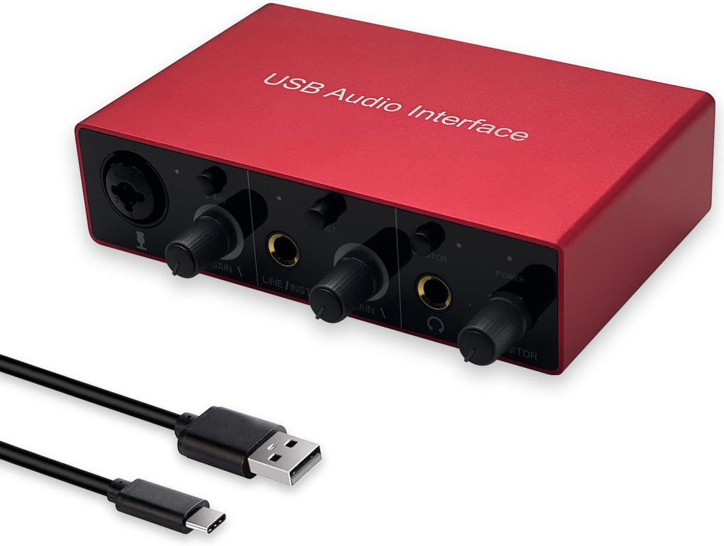 USB Audio Interface with Mic Preamplifier for Recording