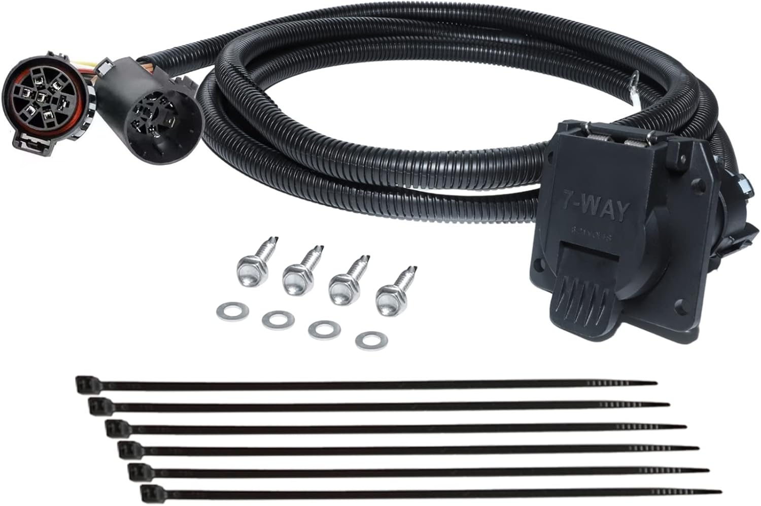 MECMO Truck Bed 7-Pin Trailer Wiring Harness Extension 7ft