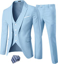 3 Piece Men's Slim Fit Suit Set with Tie - One Button Modern Cut