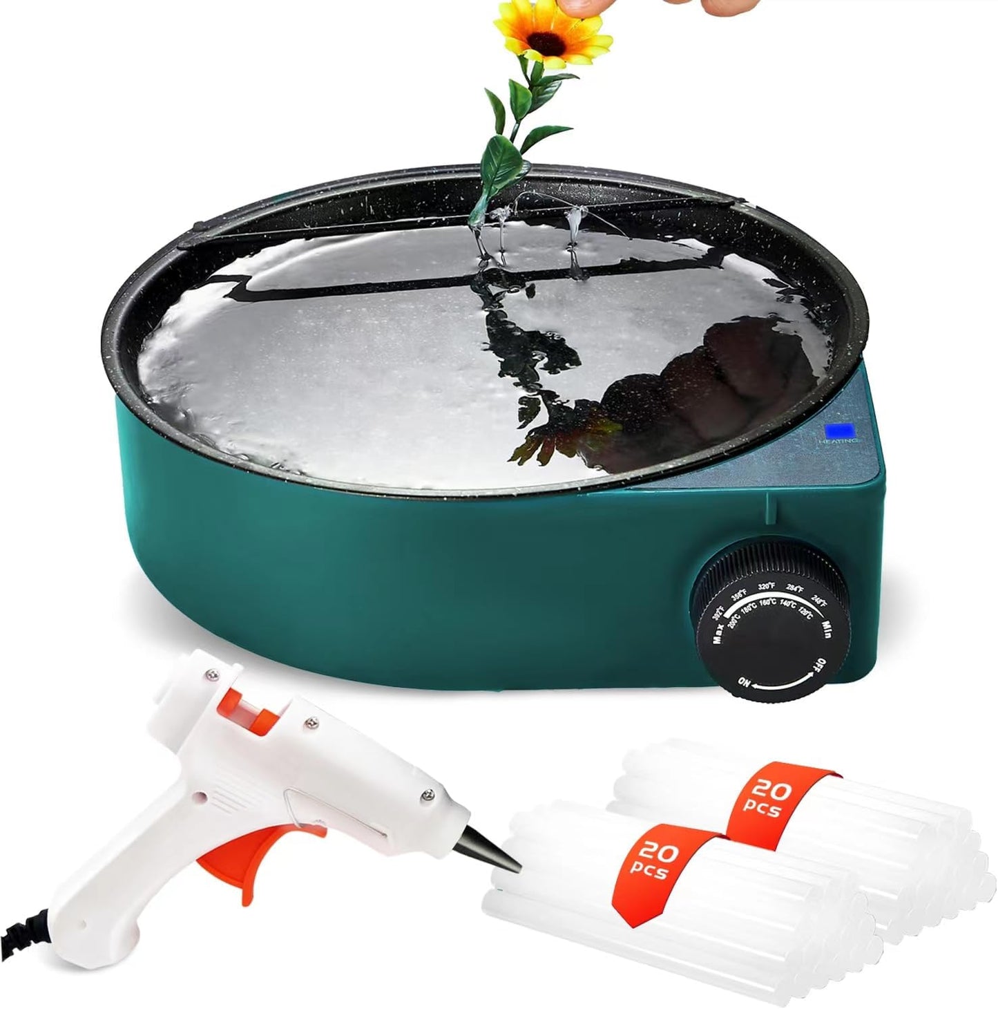 Hot Glue Melting Pot Kit for Crafts with Premium Glue Sticks