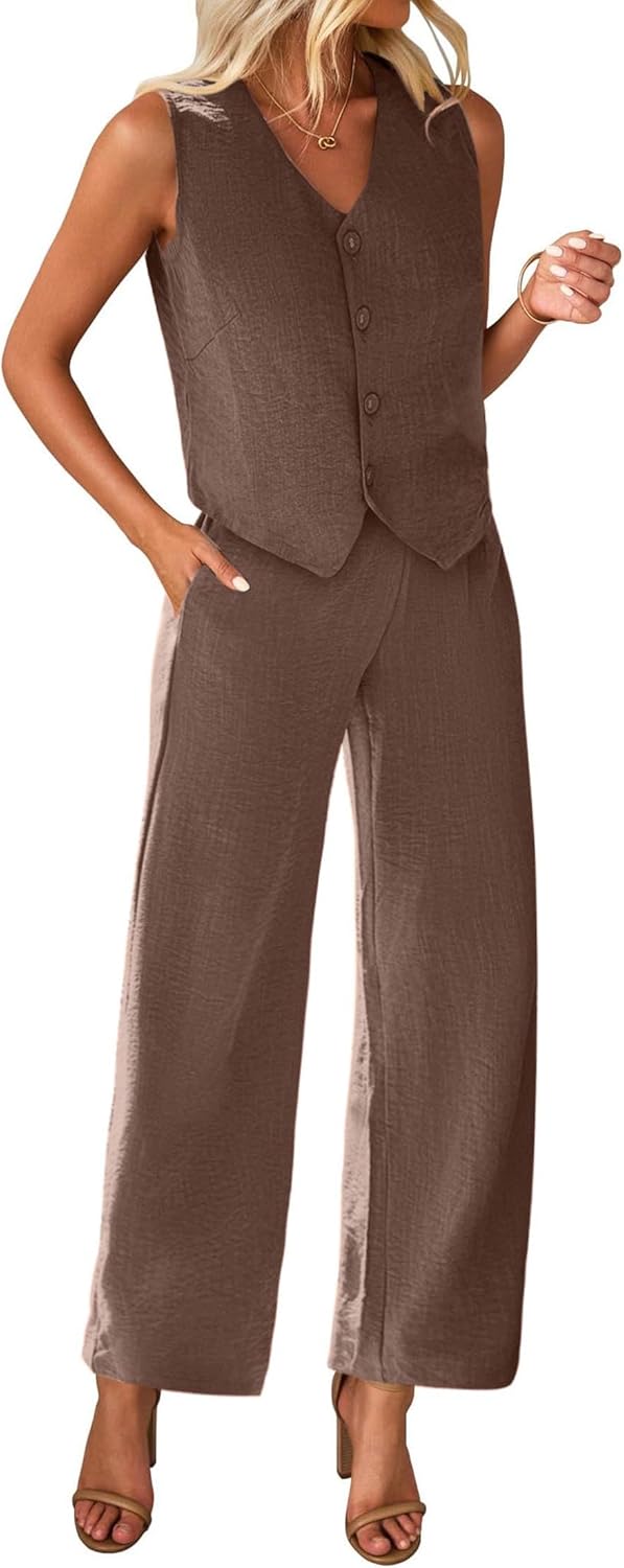 KIRUNDO Womens Two Piece Outfits Summer Fashion Blazer Pants Set