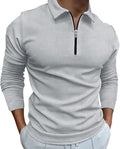 Men's Long Sleeve Digital Printed Polo Shirt - Slim Quarter-Zip