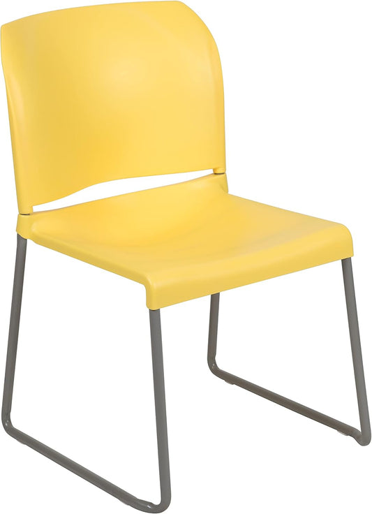 HERCULES Series Yellow Full Back Stack Chair with Gray Base