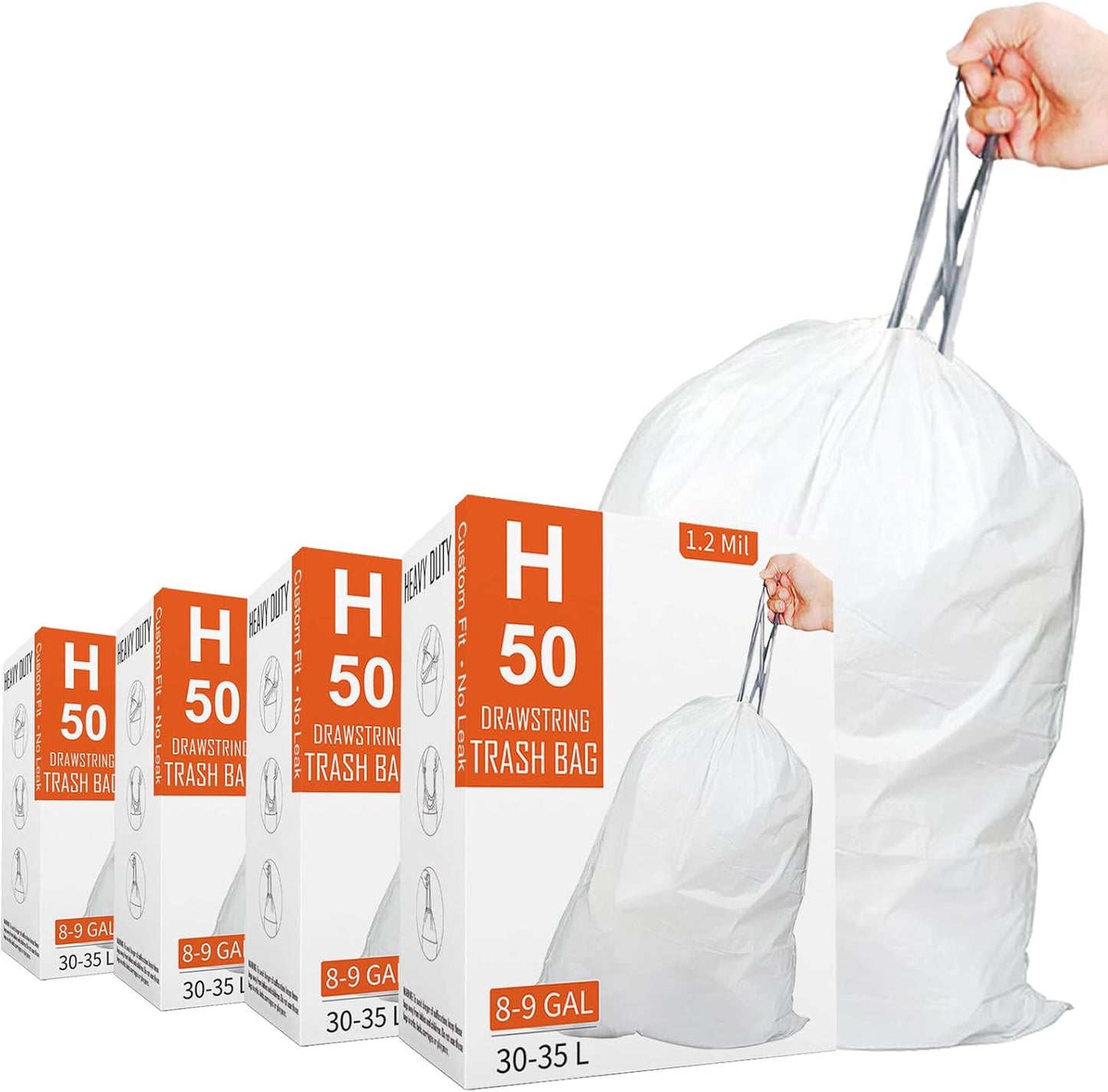 Code H Heavy Duty Drawstring Trash Bags - 200 Count Pack