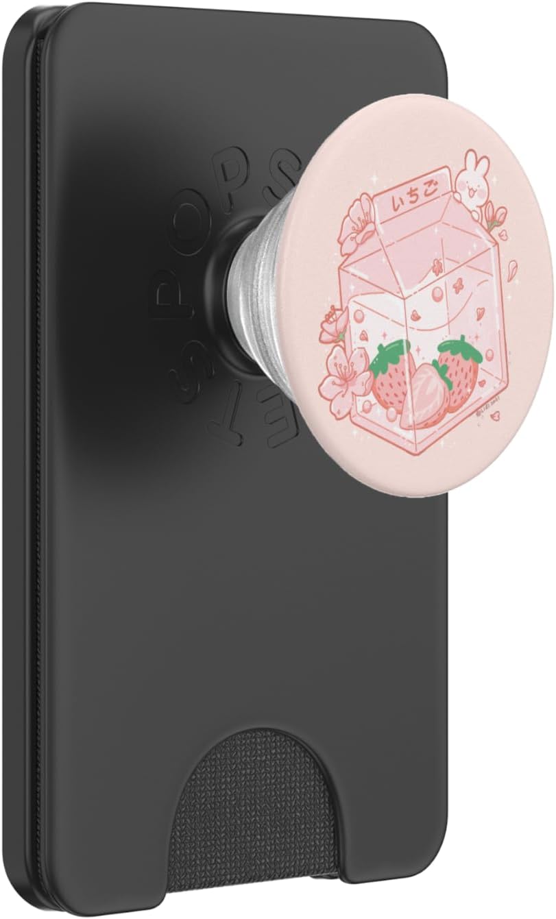 Strawberry Milk Bunny Kawaii PopSockets Wallet for MagSafe