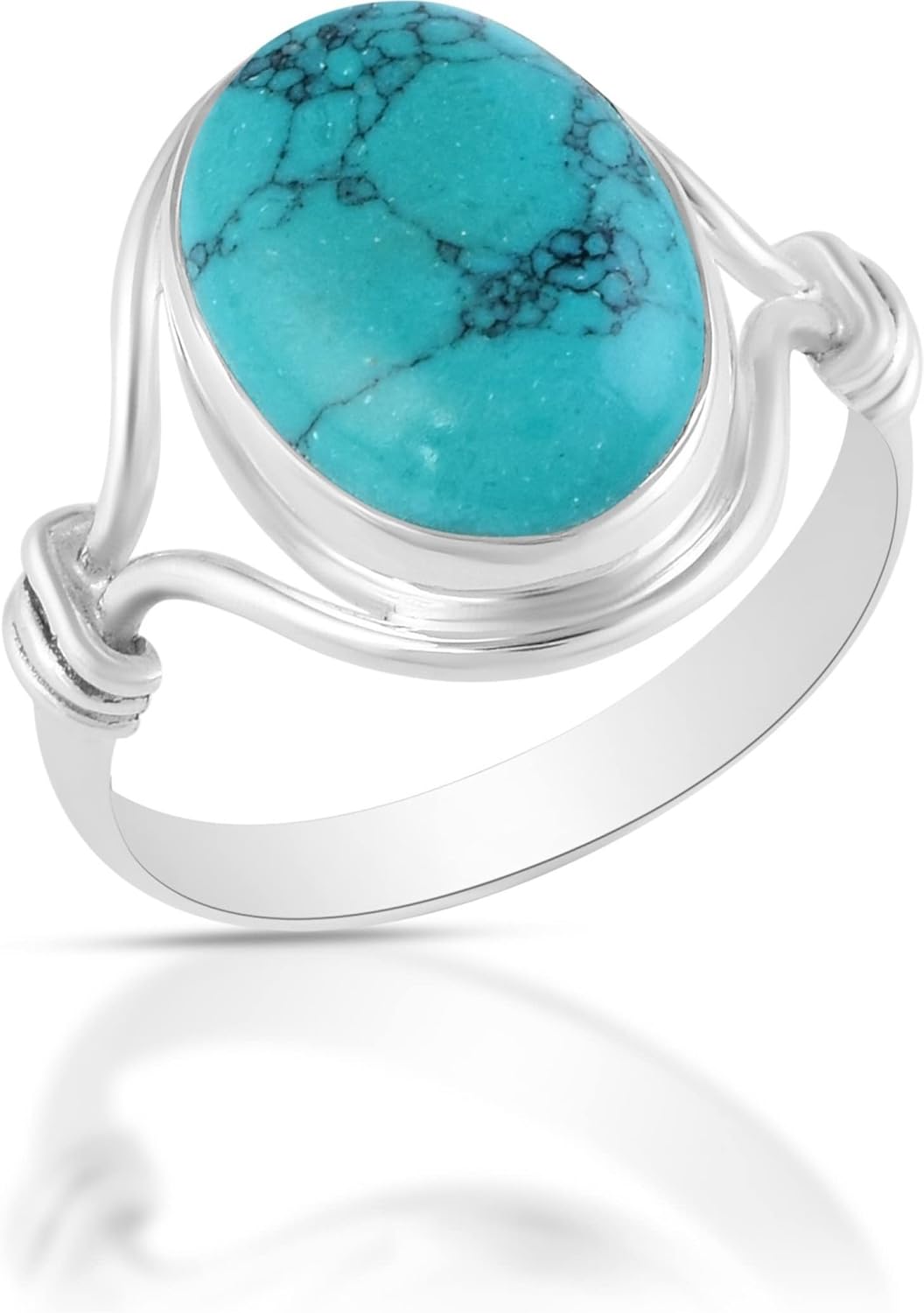 Solid 925 Sterling Silver Ring with Turquoise Gemstone for Women