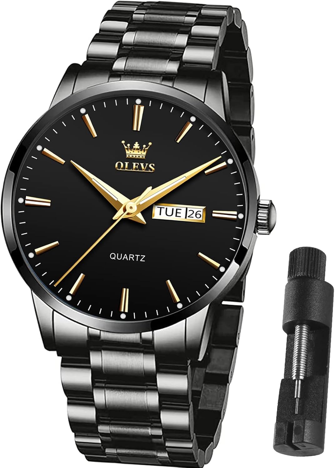 OLEVS Mens Gold Watches Waterproof Stainless Steel Luxury Style