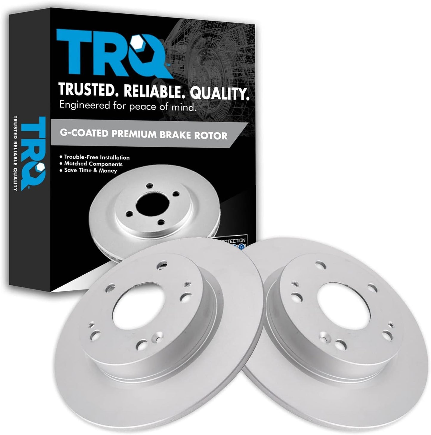 TRQ Rear Brake Rotors Set Solid Premium G-Coated for Honda Civic