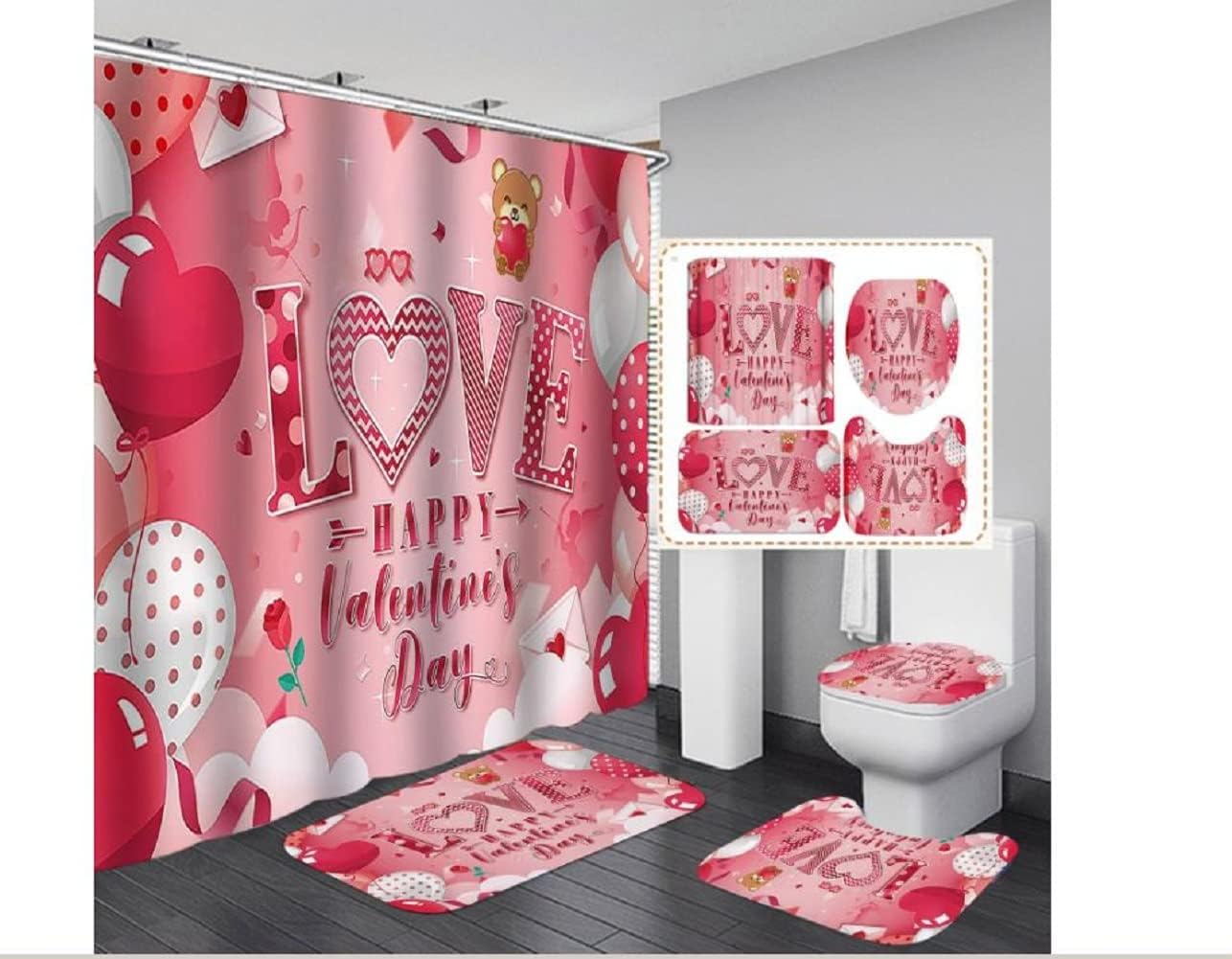Romantic Valentine's Day Shower Set with 4 Pcs