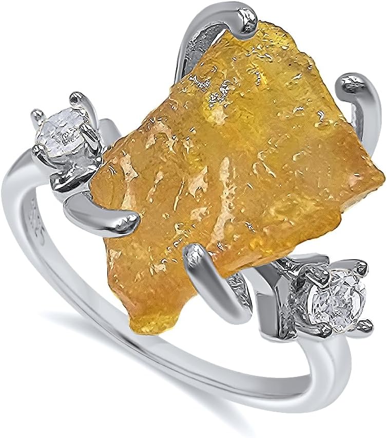 Real Raw Crystal Ring Birthstone Jewelry Gift for Her Unique