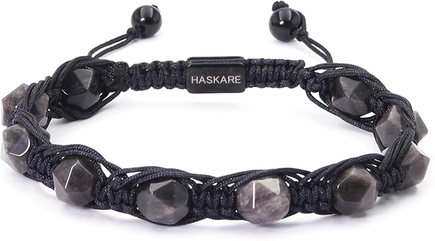 HASKARE Protection Crystals Black Mens Beads Bracelet for Men