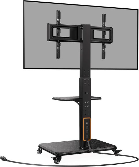Perlegear Mobile TV Stand with Power Outlet for 32 to 75 in TVs