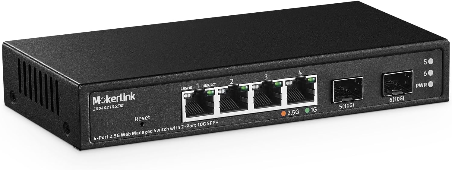 MokerLink 4 Port 2.5G Managed Switch for High-Speed Networking