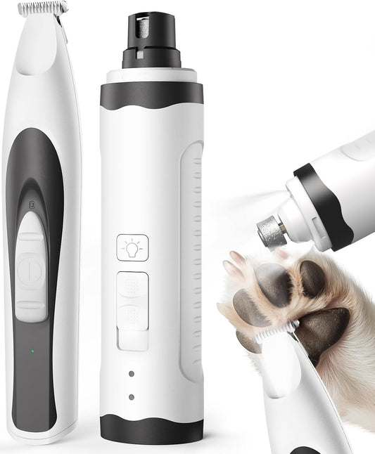 2 in 1 Quiet Paw Trimmer and Dog Nail Grinder with LED Lights