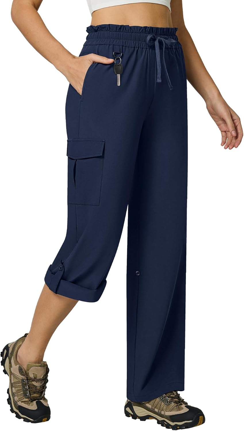 Casei Women's Cargo Capris Quick Dry Lightweight Pants for Hiking