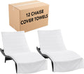 Las Rayas Chaise Lounge Cover Case of 12 - White Cotton Terry 30 x 85