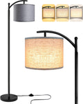 Floor Lamp with 3CCT LED Bulb and Gray Linen Shade - Modern Standing
