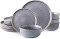 AmorArc Stoneware Dinnerware Set, 12pc - Reactive Glaze, Chip