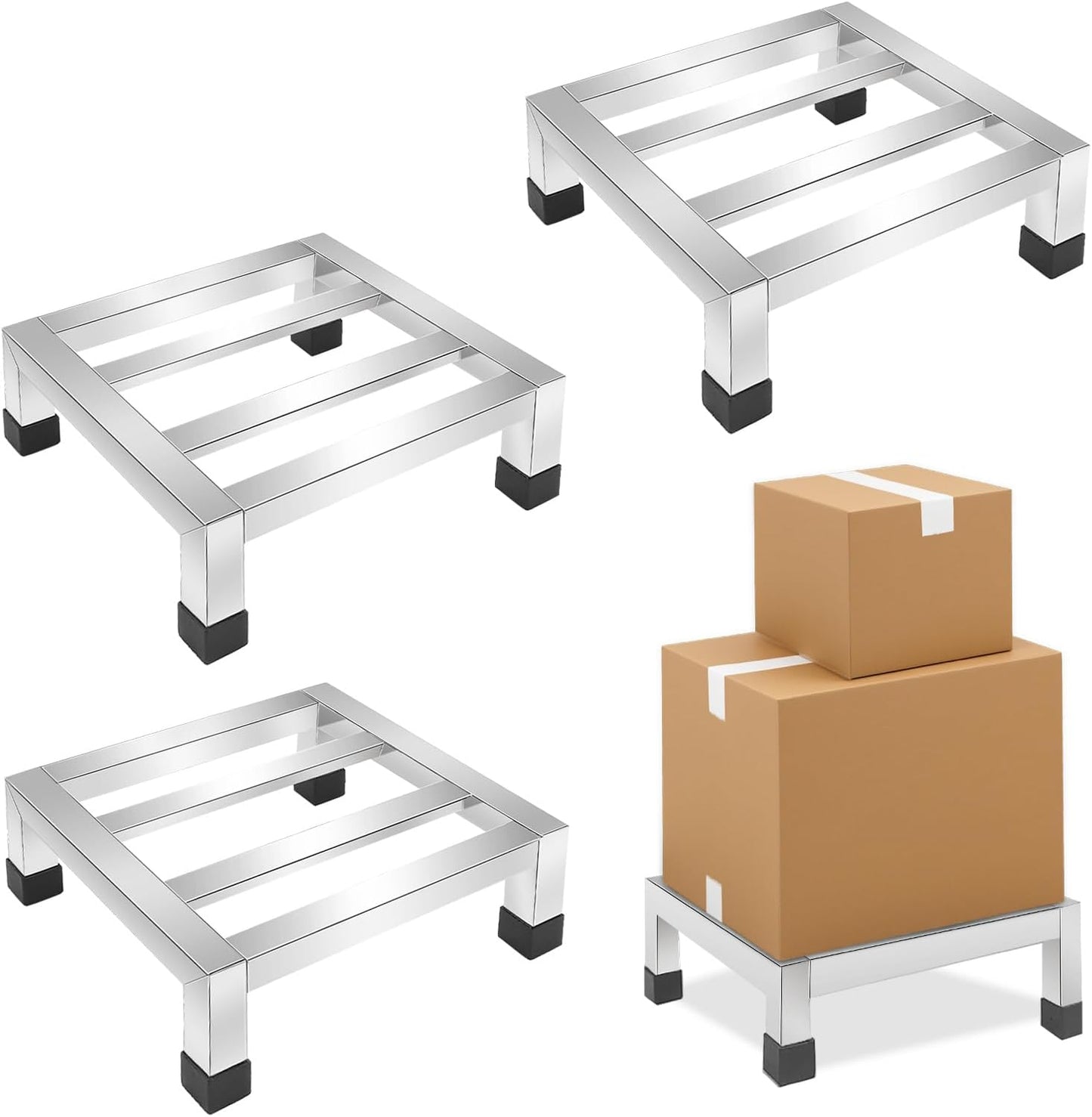 3 Packs Stainless Steel Dunnage Racks for Food Service Storage