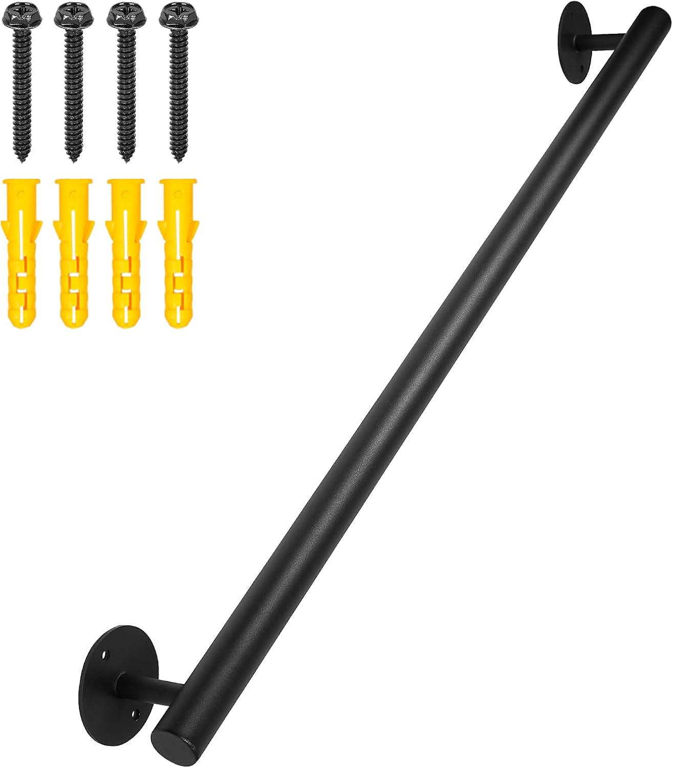 Black Metal Grab Bars for Safety Staircase Handrail Installation
