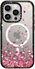 Confetti Hearts Impact Case for iPhone 15 Pro - Clear Black