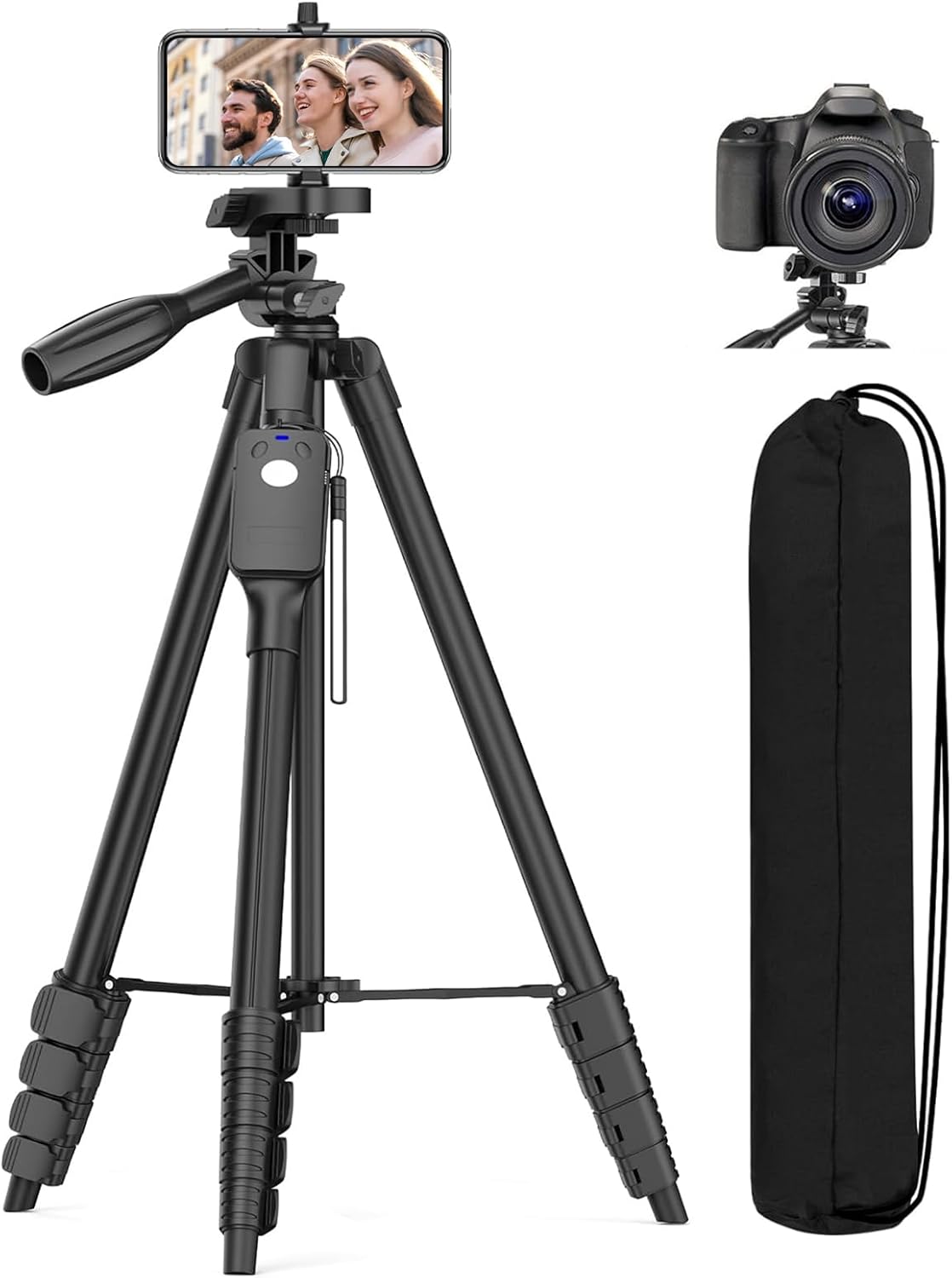 Portable 67 Camera Tripod w/ Remote & Bag