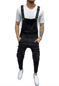 HUNGSON Denim Bib Overalls for Men Slim Fit Jumpsuit with Pockets