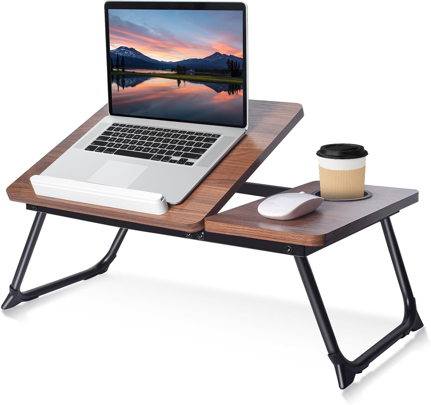 Adjustable Wooden Lap Desk with Cup Holder - Comfort & Convenience!