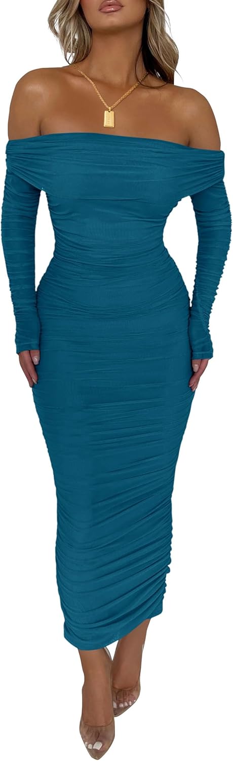 PRETTYGARDEN Women's Off The Shoulder Maxi Dress for Fall