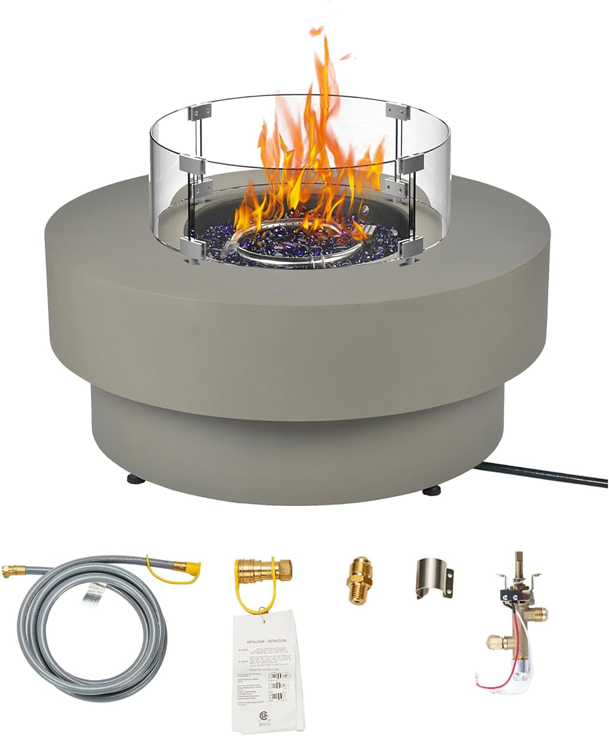 32.5-inch Outdoor Gas Fire Pit Table with Natural Gas Kit